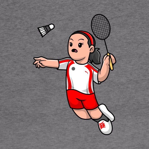 Cute Girl Playing Badminton Cartoon by Catalyst Labs